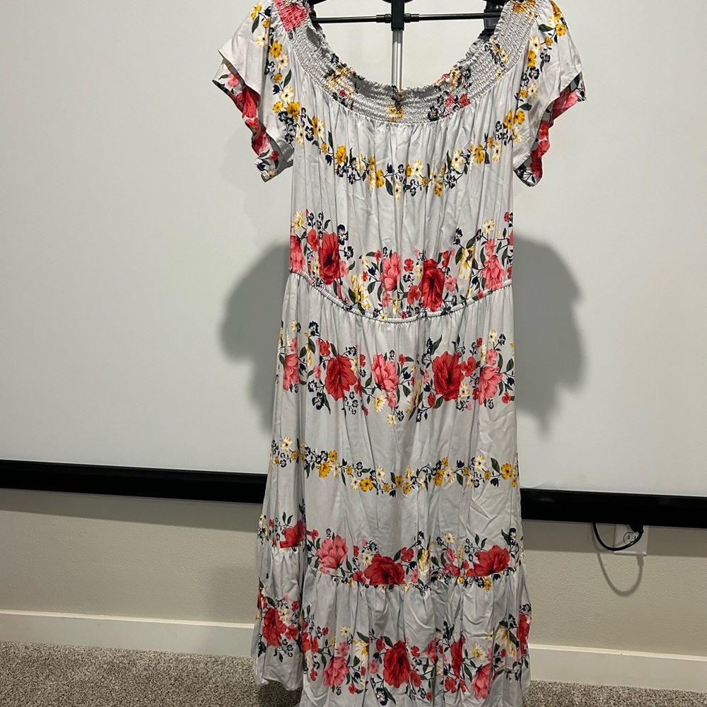 Old Navy Red Smocked Maxi Sundress